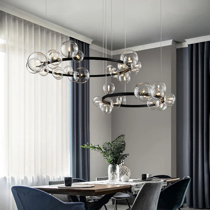Afralia™ Glass Bubble Chandelier Light for Dining Room and Store
