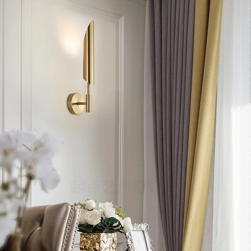 Afralia™ Golden Wall Lamp Luxury Living Room Bedroom Decor Sconce