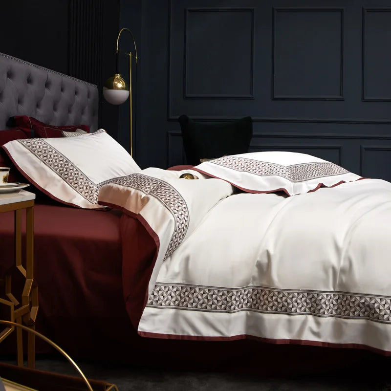 Afralia™ Luxe Egyptian Cotton Bedding Set: Duvet Cover, Bed Sheet, 2 Pillow Sham