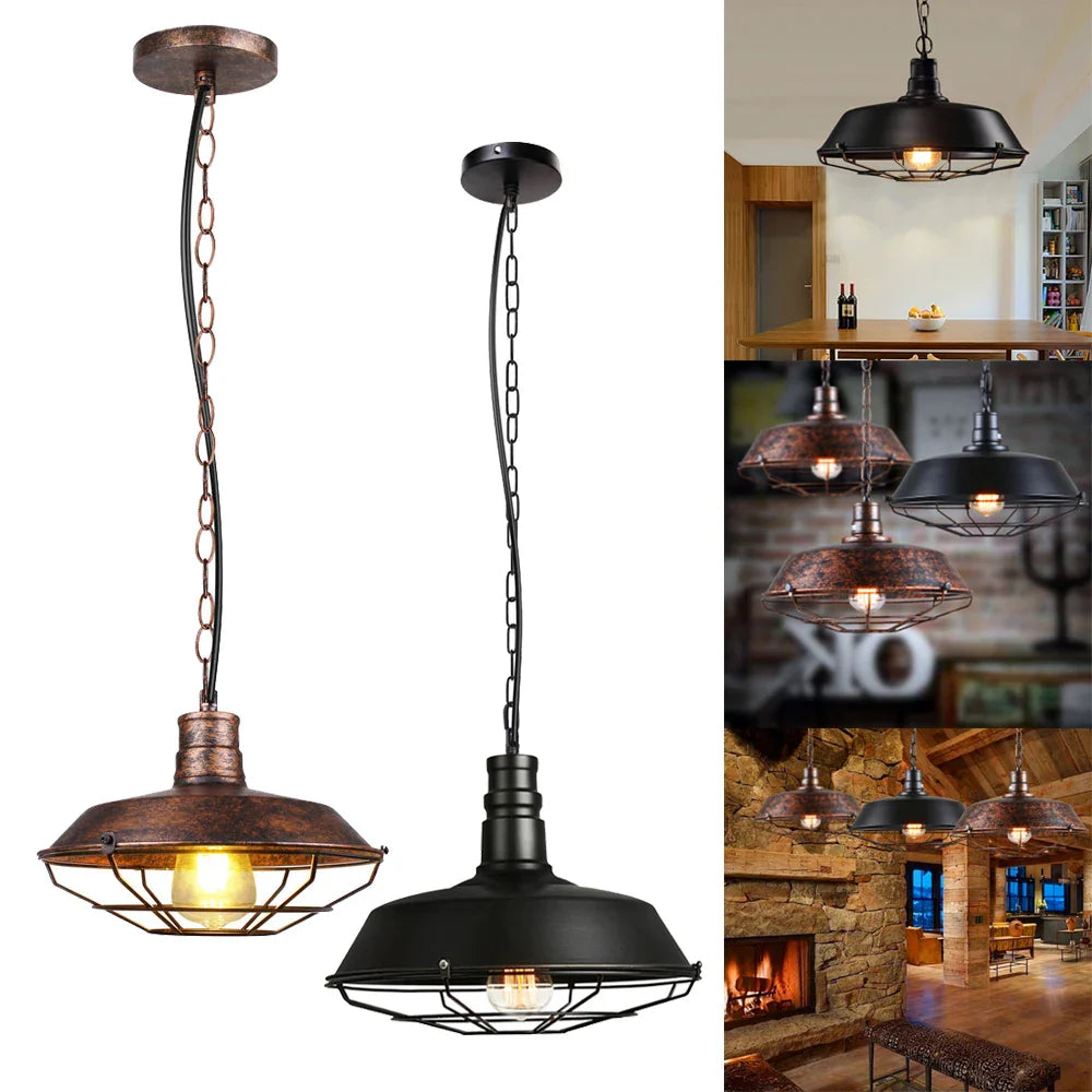 Afralia™ Iron Pendant Lights Vintage Retro Industrial Dining Room Bar Cafe Lamps E27