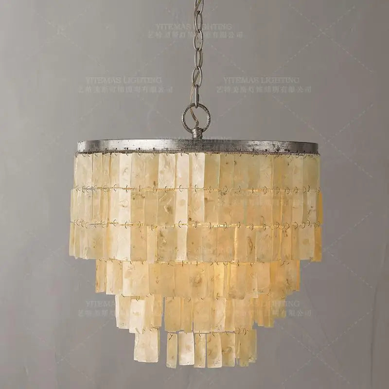 Afralia™ Silver Shell Chandelier | Vintage Art Deco Lighting for Kitchen, Bedroom, Foyer