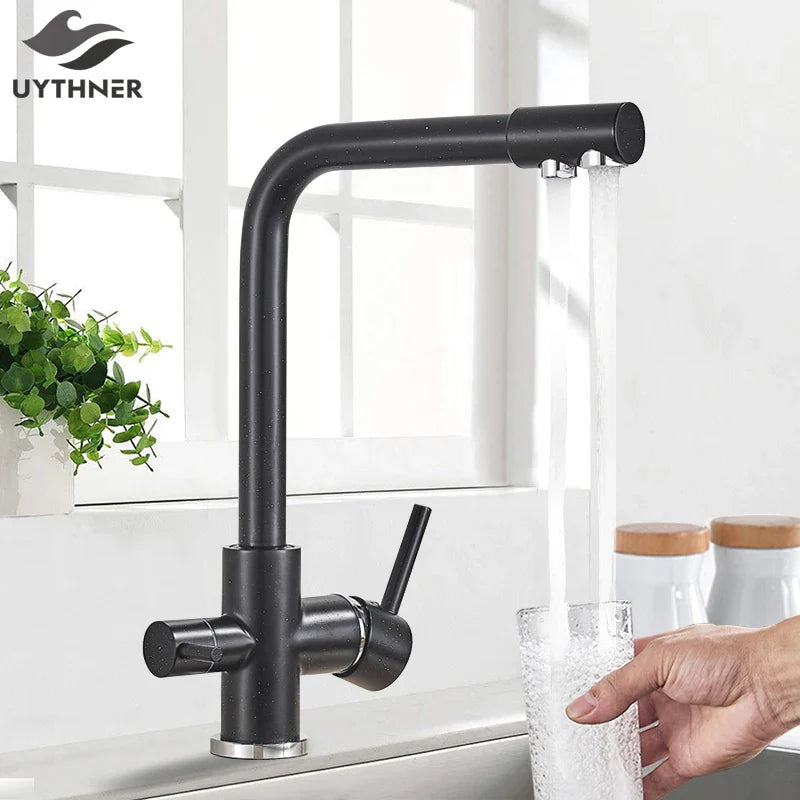 Afralia™ Black Kitchen Faucet with Rotatable Water Purification Feature