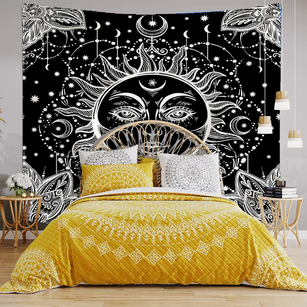 Afralia™ Celestial Mandala Tapestry Wall Hanging for Dorm Decor & Psychedelic Vibes