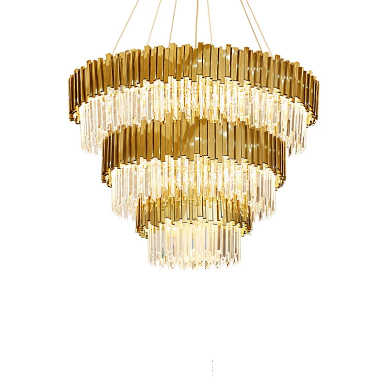 Afralia™ Art Deco Crystal LED Chandelier - 4 Tier Gold Silver Designer Lighting