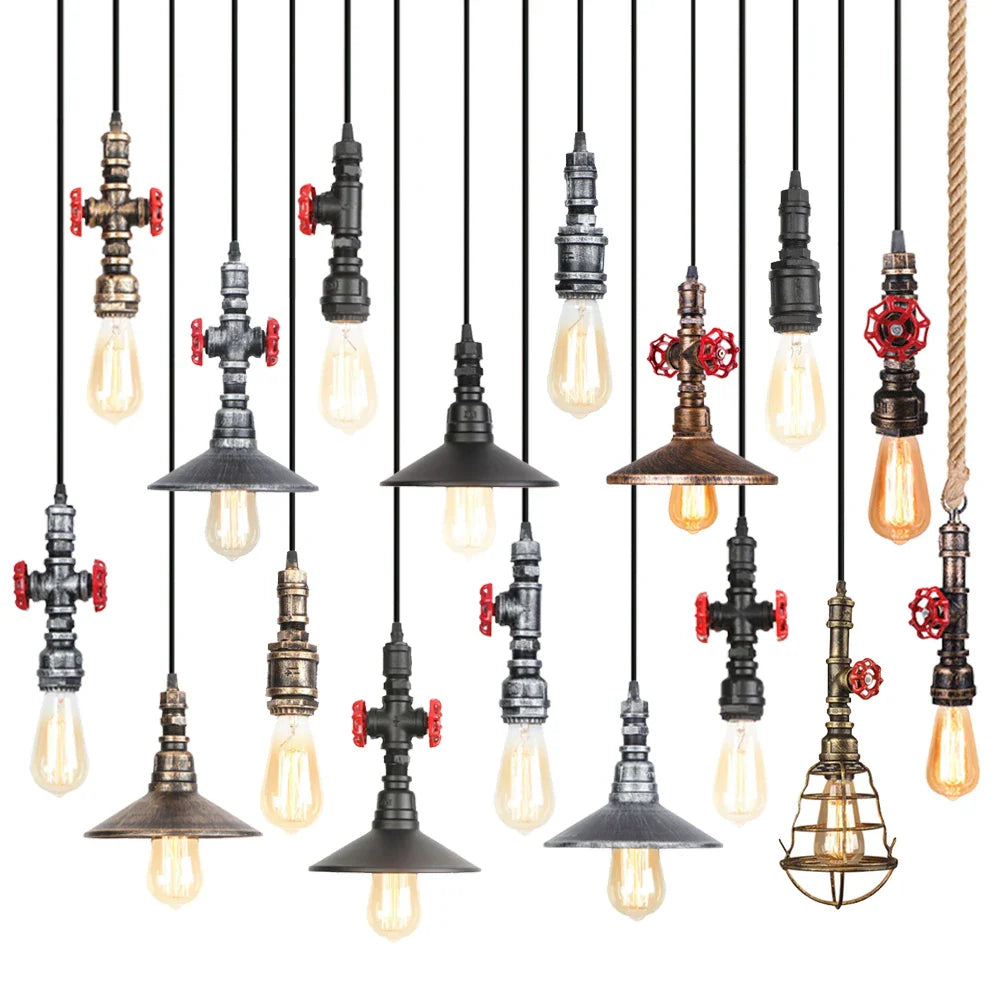 Afralia™ Industrial Retro Loft Pendant Light Water Pipe Ceiling Lamp