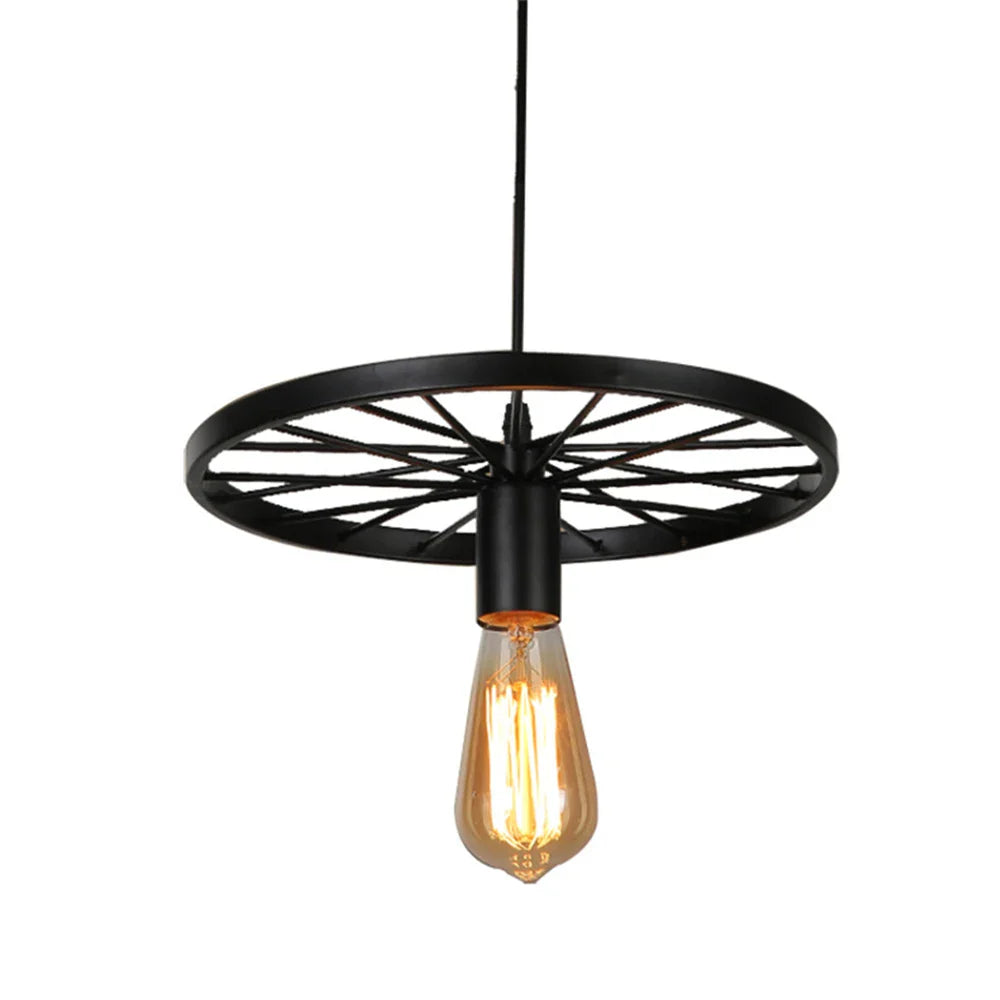Afralia™ Vintage Black Metal Chandelier Pendant Lamp for Restaurant Living Room