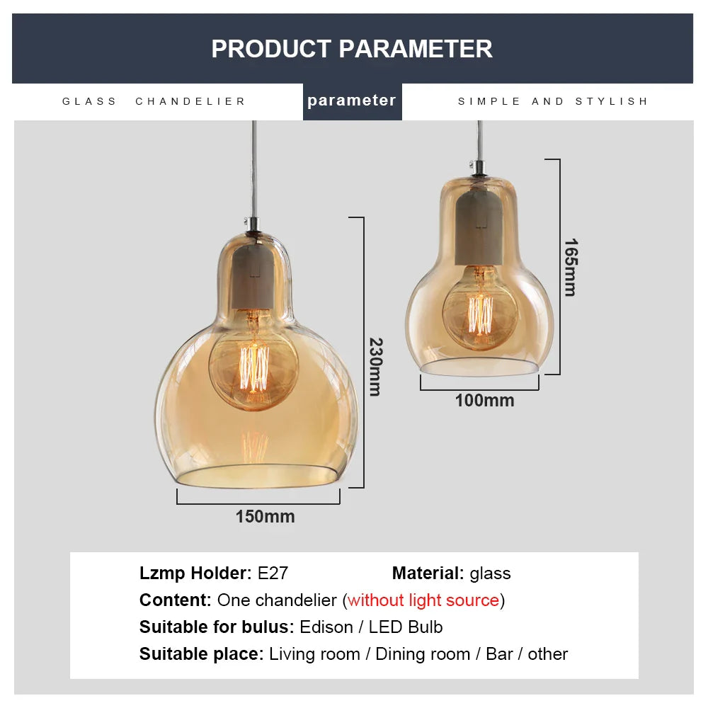Afralia™ Glass Pendant Light: Modern Nordic E27 LED Hanging Lamp for Indoor Decoration
