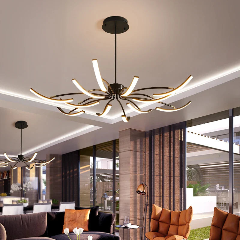Afralia™ Modern LED Chandelier - Matte Black/White Finish, Adjustable for Living Room, Bedroom.