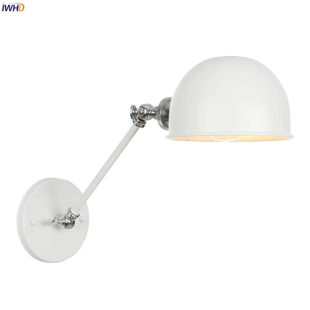 Afralia™ Adjustable Swing Arm Wall Sconce Industrial Vintage Retro White Wall Light