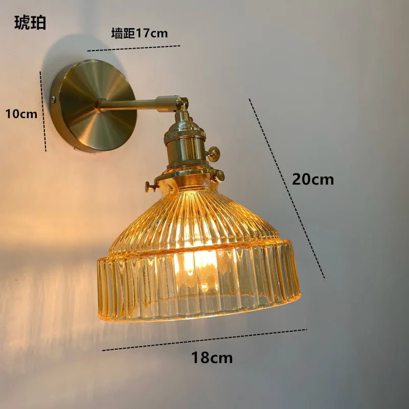 Afralia™ Amber Glass LED Wall Light Fixtures On/Off Switch Nordic Modern Sconce