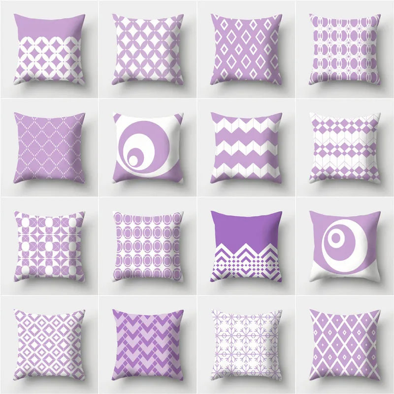 Afralia™ Purple Geometric Pattern Cushion Cover 45X45cm for Sofa Home Decor