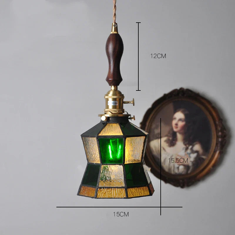 Afralia™ Glass Copper Pendant Light with Wood Knob Switch: Modern Nordic LED Hanging Lamp