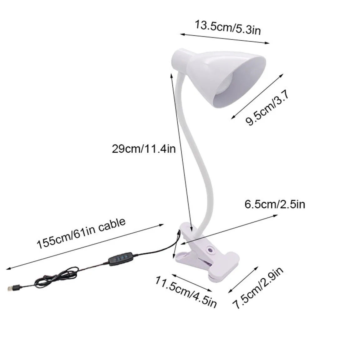 Afralia™ 5W USB Night Light LED Clip Lamp, Dimmable, 3 Color Modes, 10 Brightness Settings