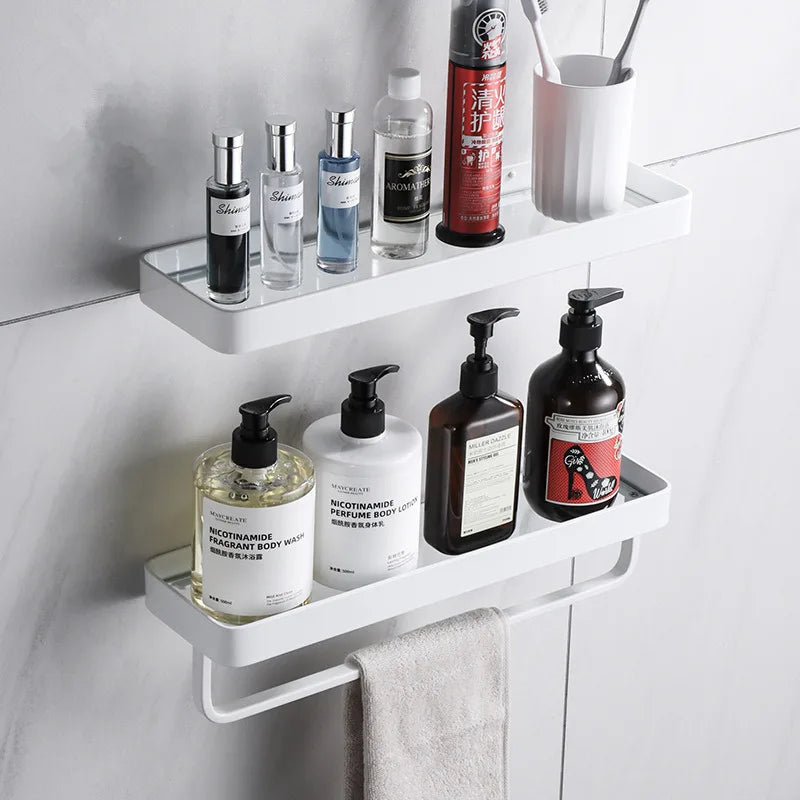 Afralia™ Glass Corner Shelf with Bar for Bath and Kitchen Storage