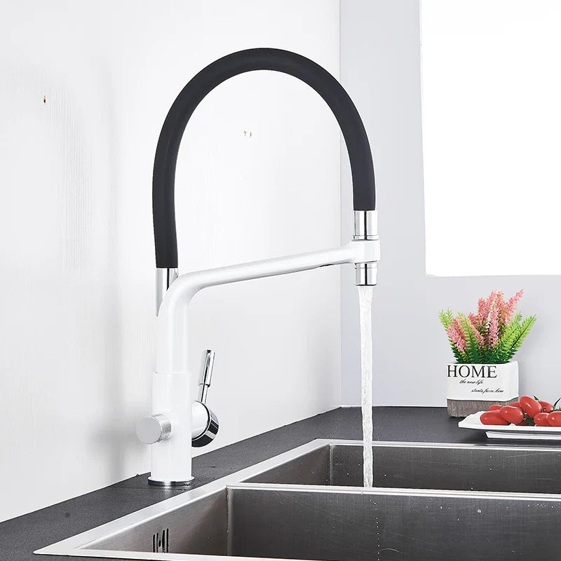 Afralia™ Kitchen Faucet with Filtered Water, Dual Handle Hot Cold Mixer Taps