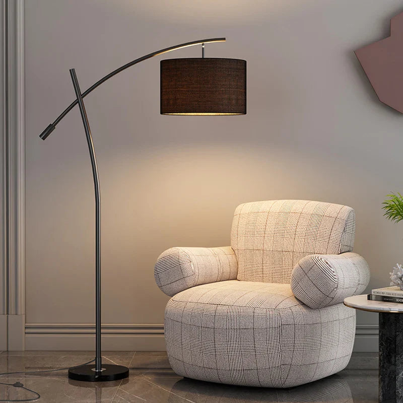 Afralia™ Minimalist Fabric Shade LED Floor Lamp for Study and Living Room
