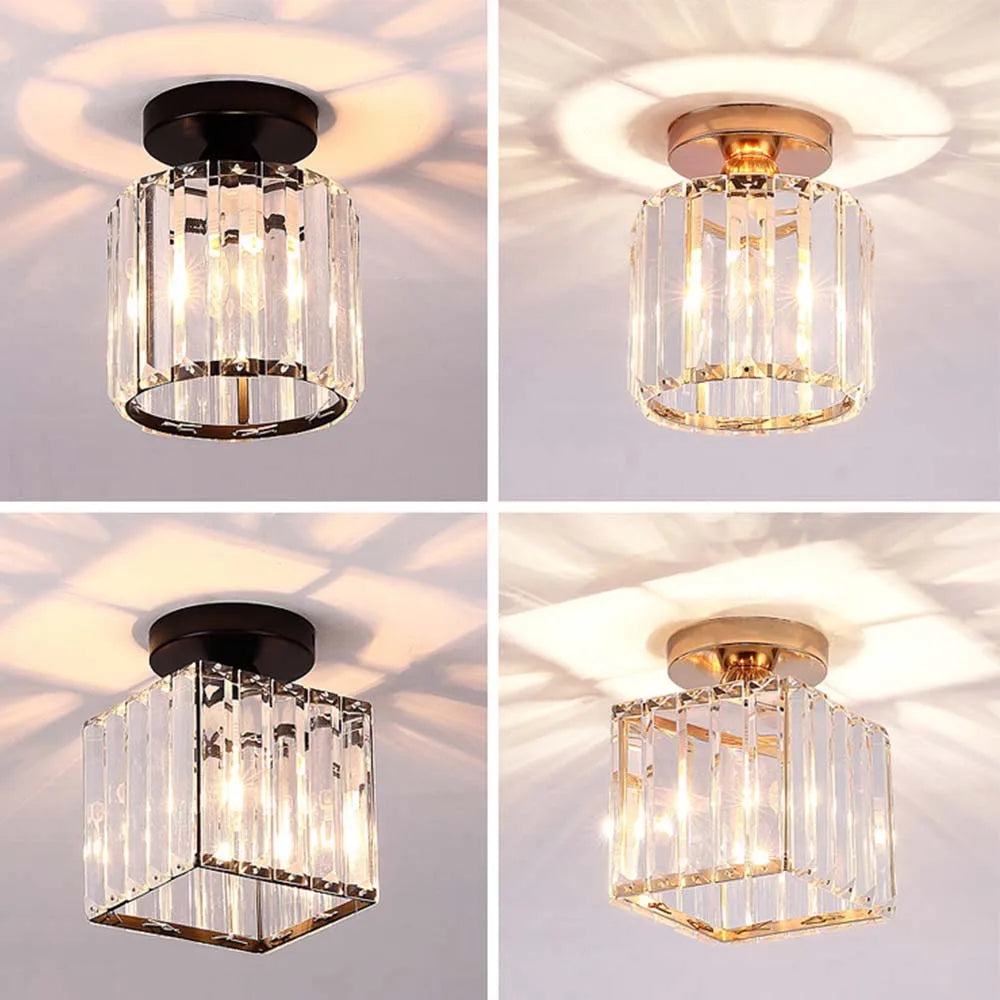 Afralia™ Crystal Pendant Ceiling Light, Modern E27 Semi Flush Design for Home Decor