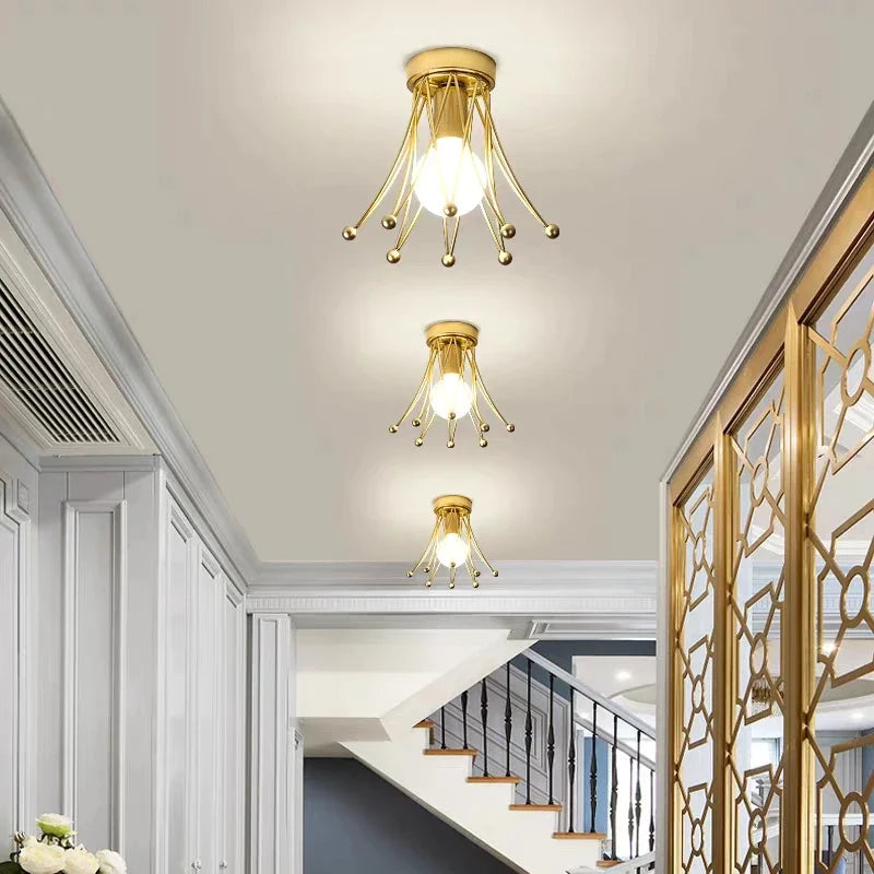 Afralia™ Gold Crown Ceiling Light for Hallway, Aisle, Kitchen Island