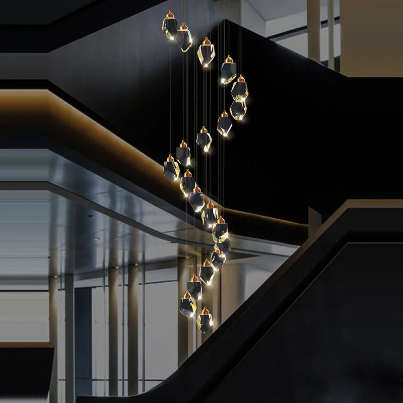 Afralia™ Crystal Stone Copper Chandelier - LED Postmodern 2025 Lighting for Staircase