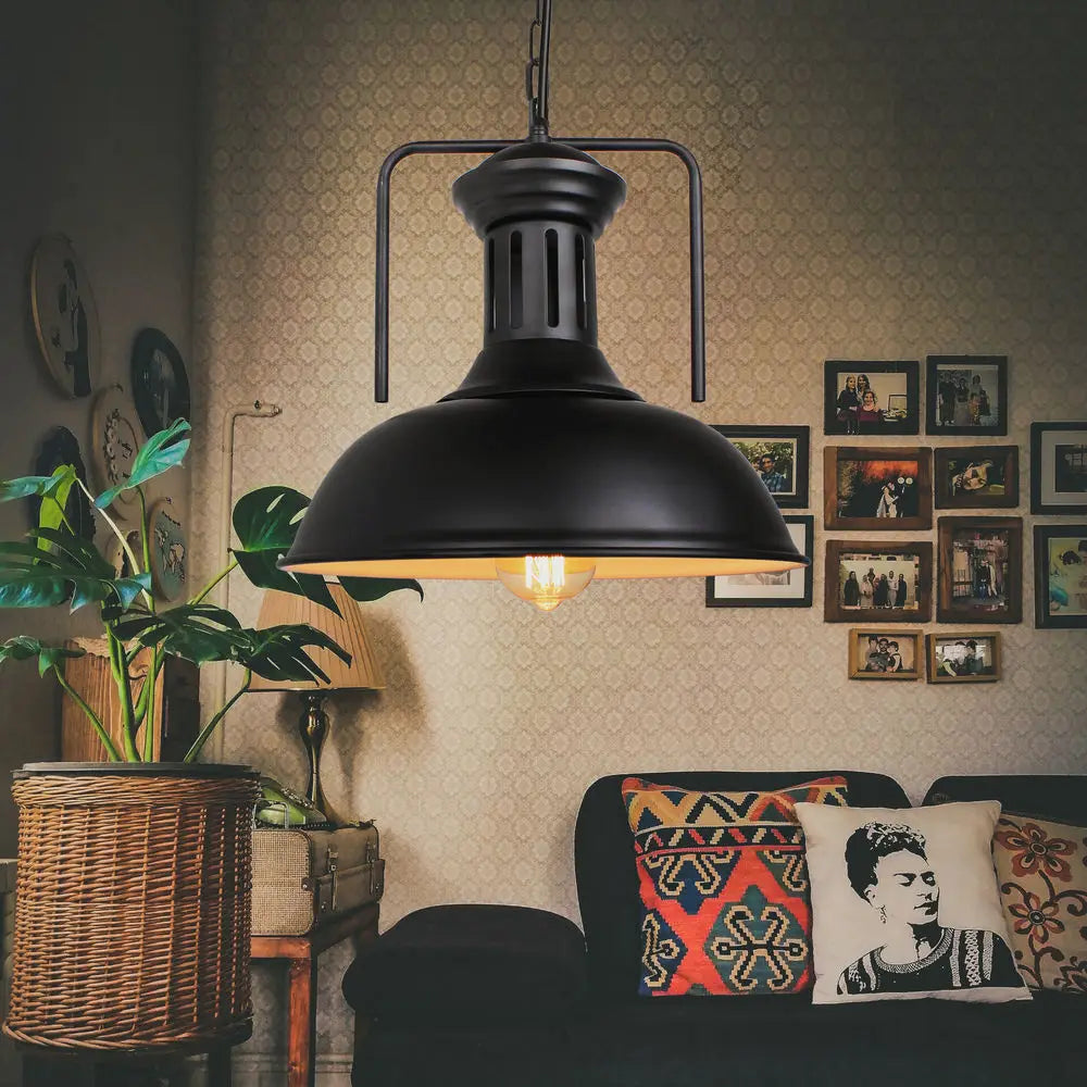 Afralia™ Retro Iron Pendant Light: Vintage Industrial Hanging Lamp for Home Decor