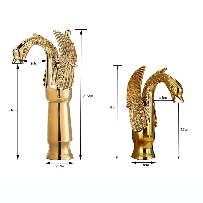Afralia™ Swan Brass Basin Faucet: Luxury Single Hole Basin Mixer Tap for Bathroom