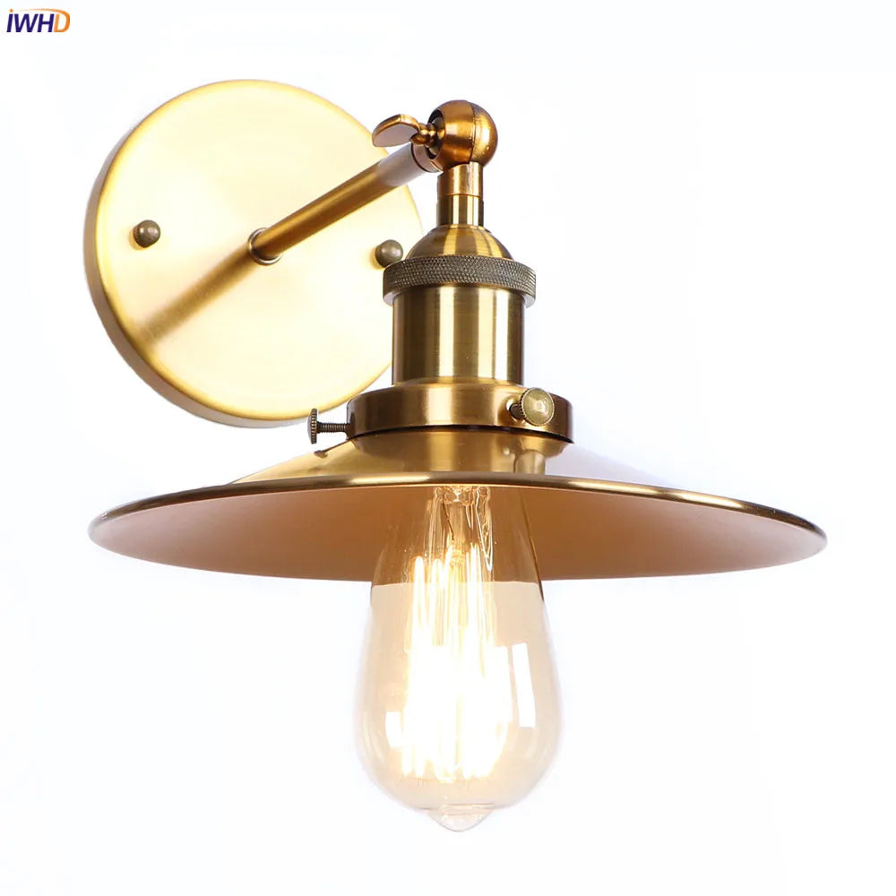 Afralia™ Antique Gold Rustic Wall Lamps Bathroom Stair Mirror Light Loft Decor Industrial