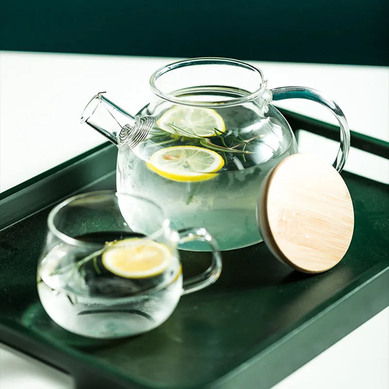 Afralia™ 1.8L Transparent Borosilicate Glass Teapot | Heat-Resistant Flower Tea Set