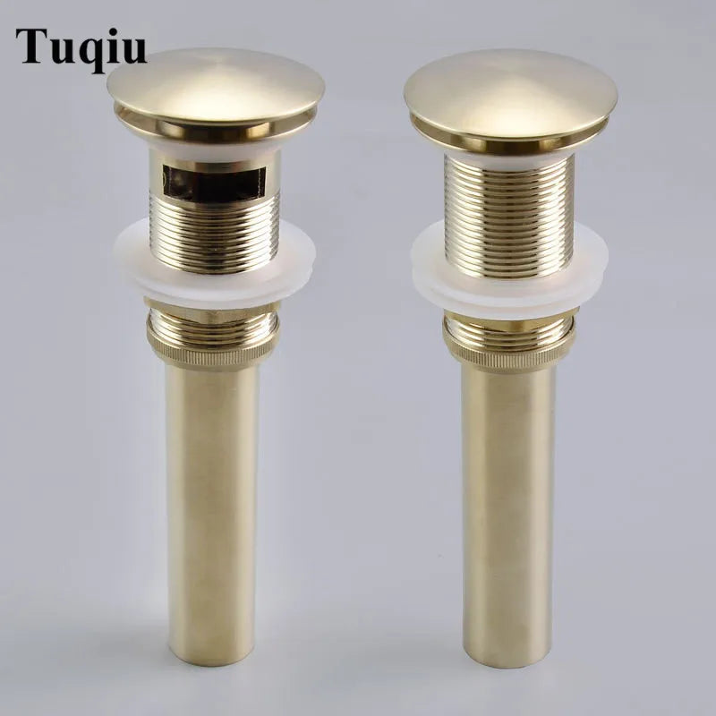Afralia™ Brushed Gold Pop-Up Drain Stopper for Bathroom Sink Vessel Vanity