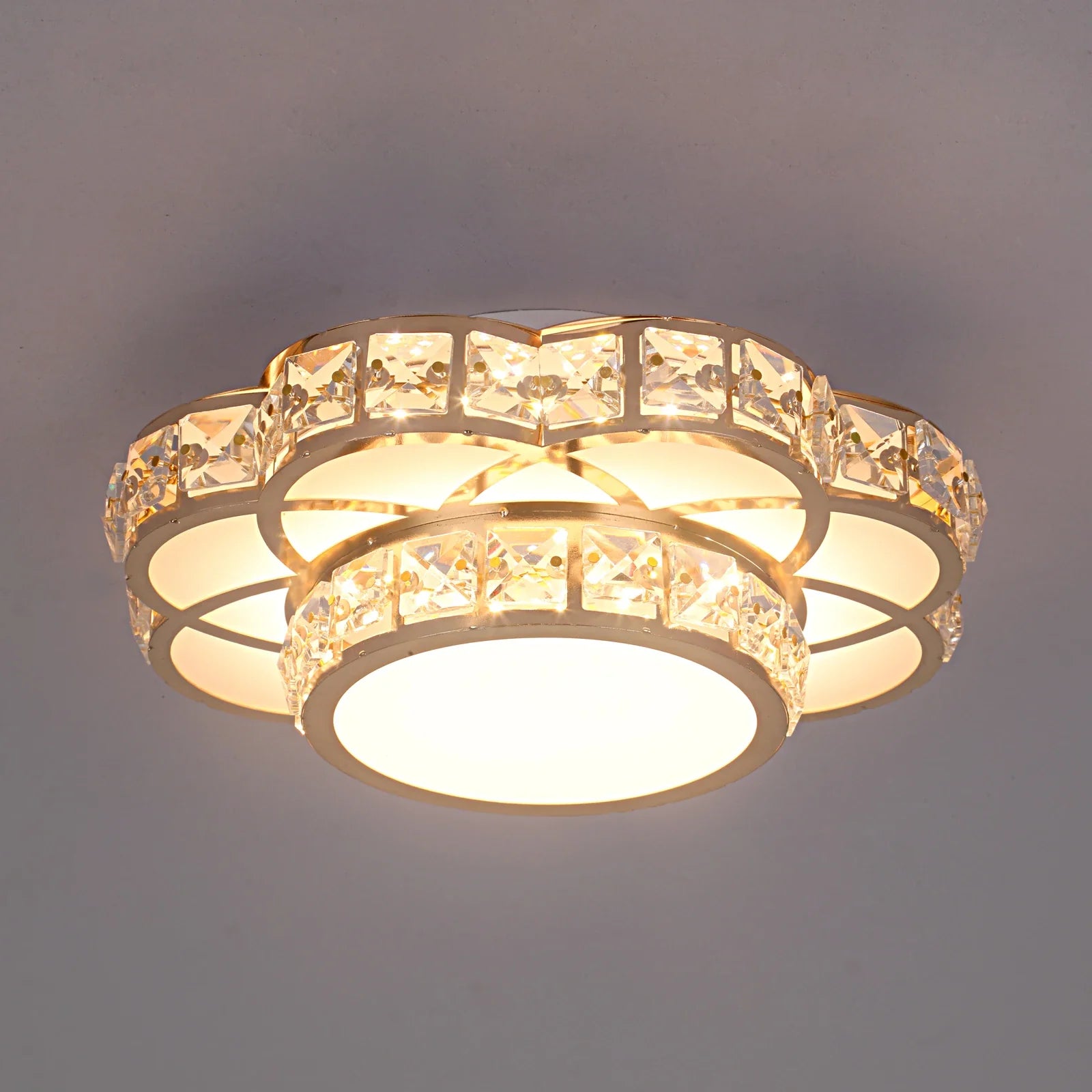 Afralia™ Modern Gold Crystal Ceiling Light for Hall Stairs Entrances