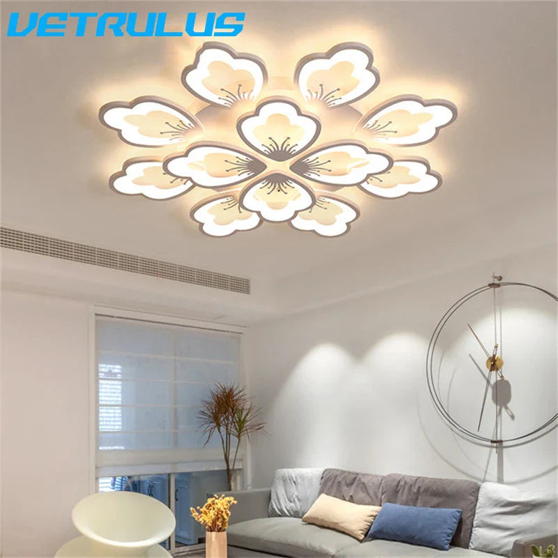 Afralia™ Lotus Design LED Acrylic Chandelier Ceiling Lamp for Modern Living, Dining, and Study Rooms