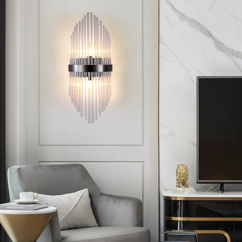 Afralia™ Glass Rod Crystal Wall Lamp: Modern Nordic Light Luxury for Bedroom, Living Room