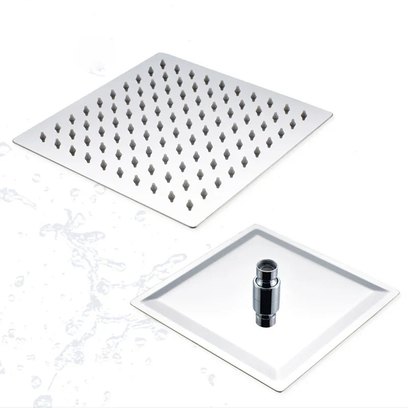 Afralia™ 12-inch Square Rain Shower Head with Ceiling/Wall Mount in Chrome/Gold/Brushed/Black Finish