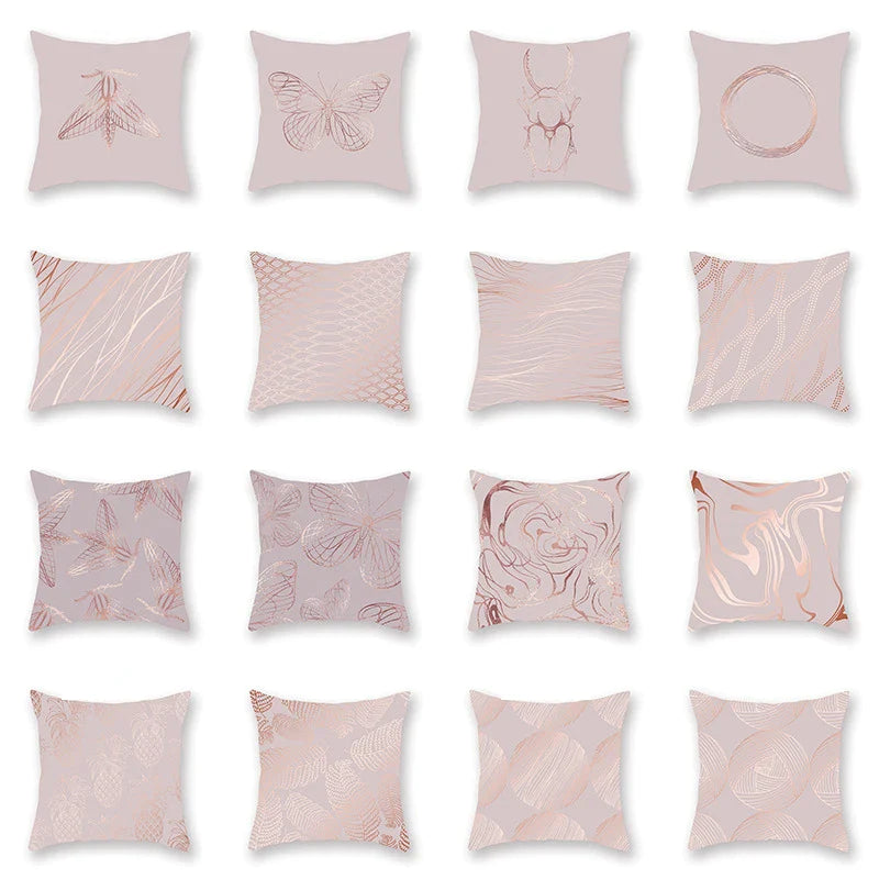 Afralia™ Pink Gold Geometry Pillowcase 45*45cm Square Home Sofa Decor Case