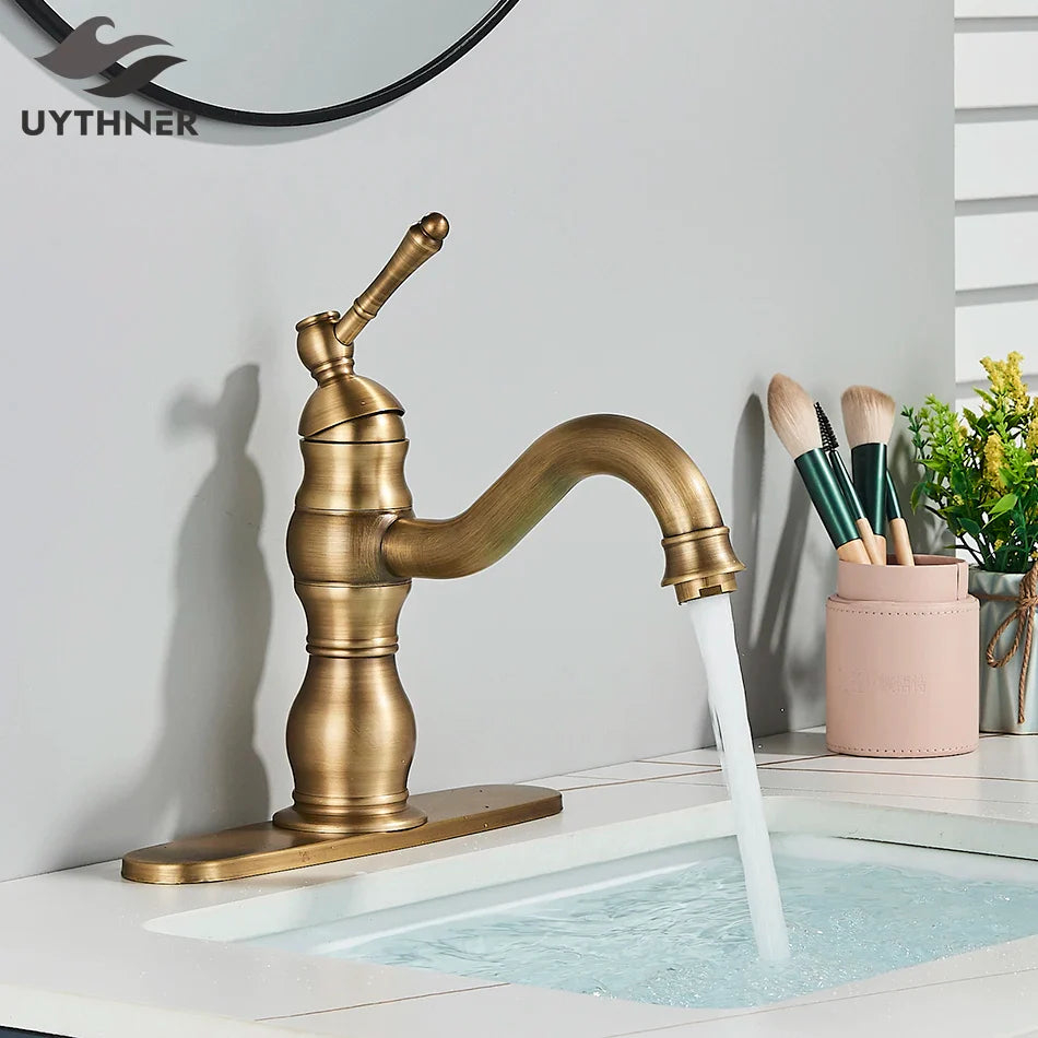 Afralia™ Brass Basin Faucet with Swivel Spout & Single Handle Deck Mount