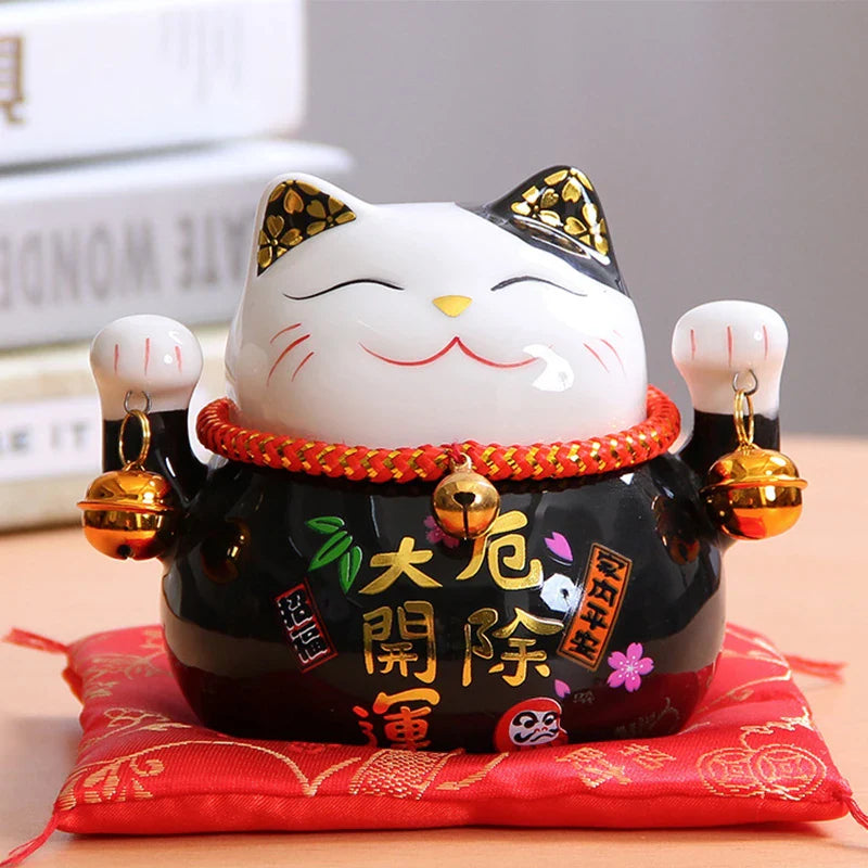 Afralia™ Ceramic Maneki Neko Piggy Bank: Creative Home Decor & Lucky Cat Business Gift
