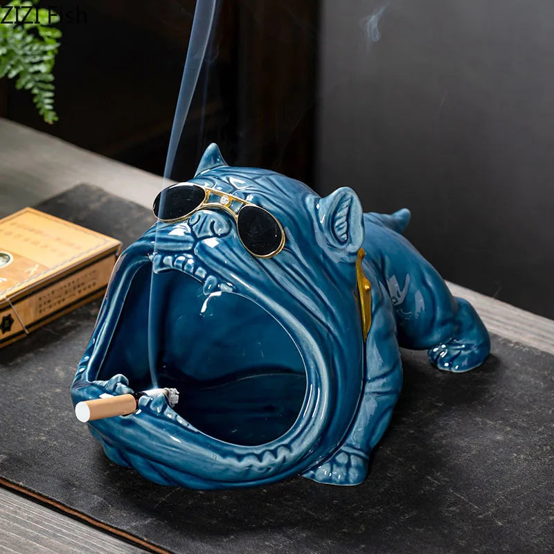 French Bulldog Ceramic Ashtray - Afralia™ Brand Office Desk Décor & Gift for Boyfriend