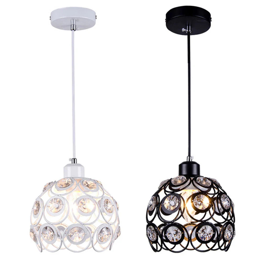 Afralia™ Metal Crystal Chandelier E27 Pendant Light for Living Room Dining Bedroom