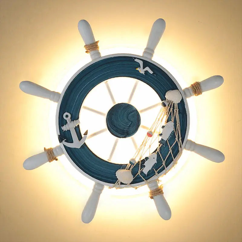 Afralia™ Kids LED Ship Rudder Wall Light - Mediterranean Decor Ocean Theme