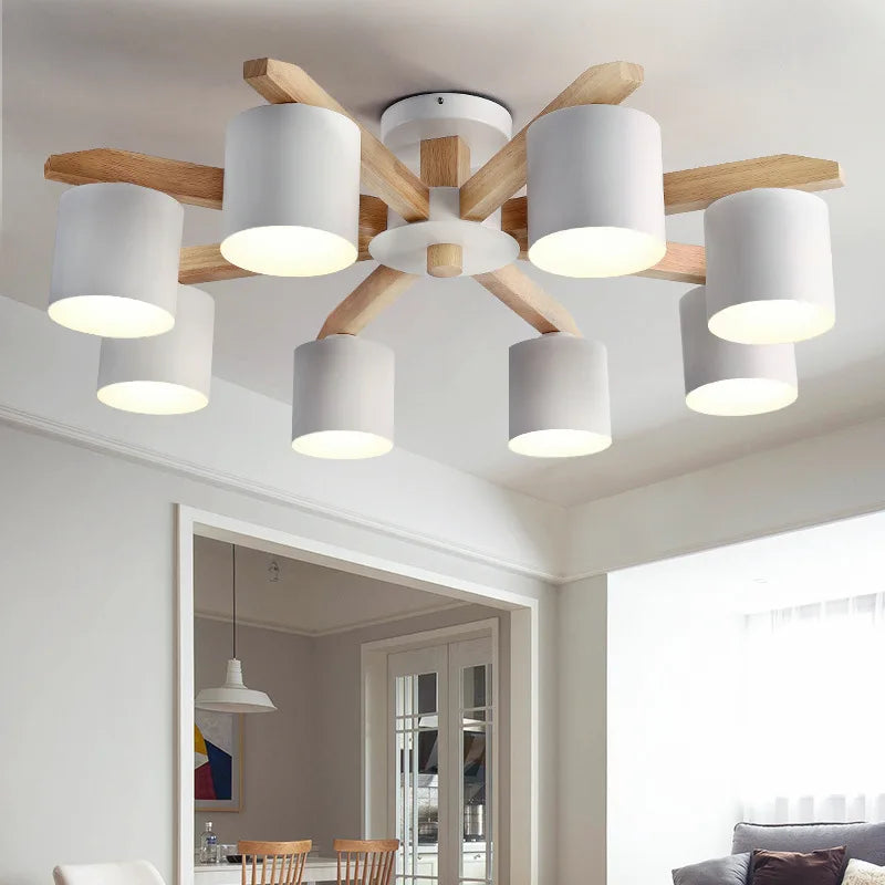 Afralia™ Iron & Wood Chandelier: Kids Room & Kitchen Island Lighting Fixtures
