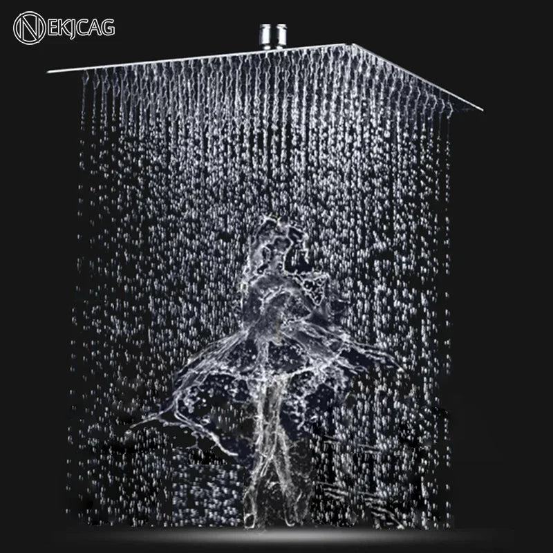 Afralia™ 12-inch Square Rain Shower Head with Ceiling/Wall Mount in Chrome/Gold/Brushed/Black Finish