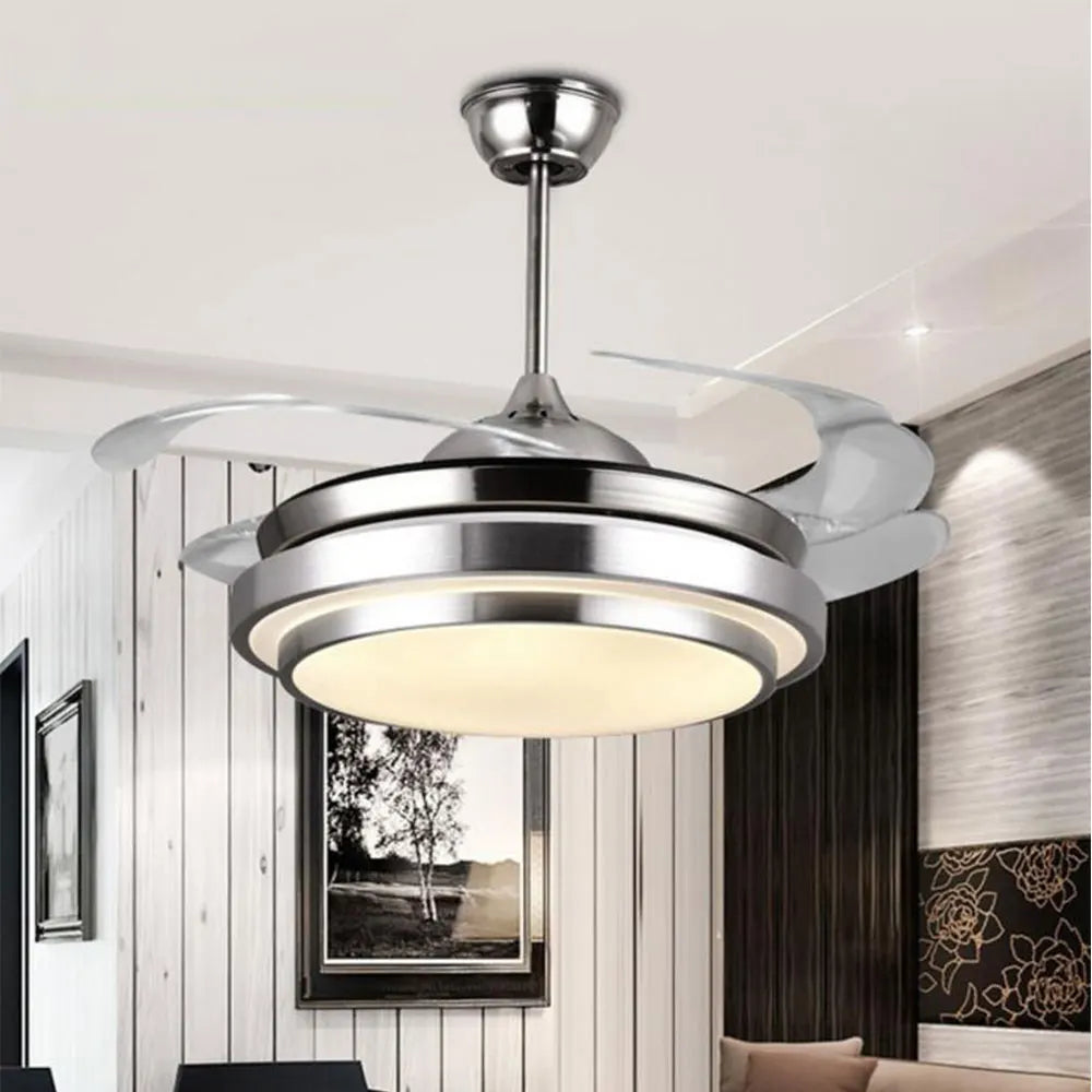 Afralia™ Modern Remote Ceiling Fan with LED Lights and Control - Gold/Silver Options