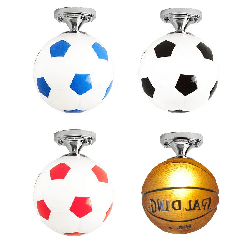 Afralia™ LED Soccer Ball Ceiling Light for Boys Room, Indoor Lighting Fixture