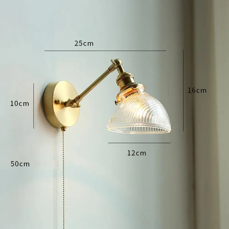 Afralia™ Copper Glass LED Wall Sconce: Modern Nordic Stair & Bathroom Mirror Light