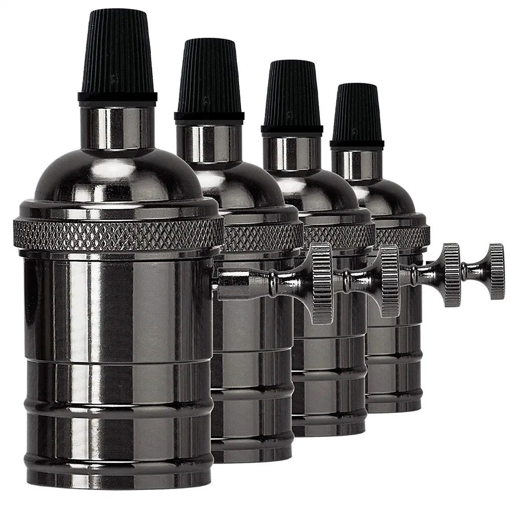 Afralia™ Vintage E27 Socket Lamp Base With Switch - Edison Style Bulb Holder Socket