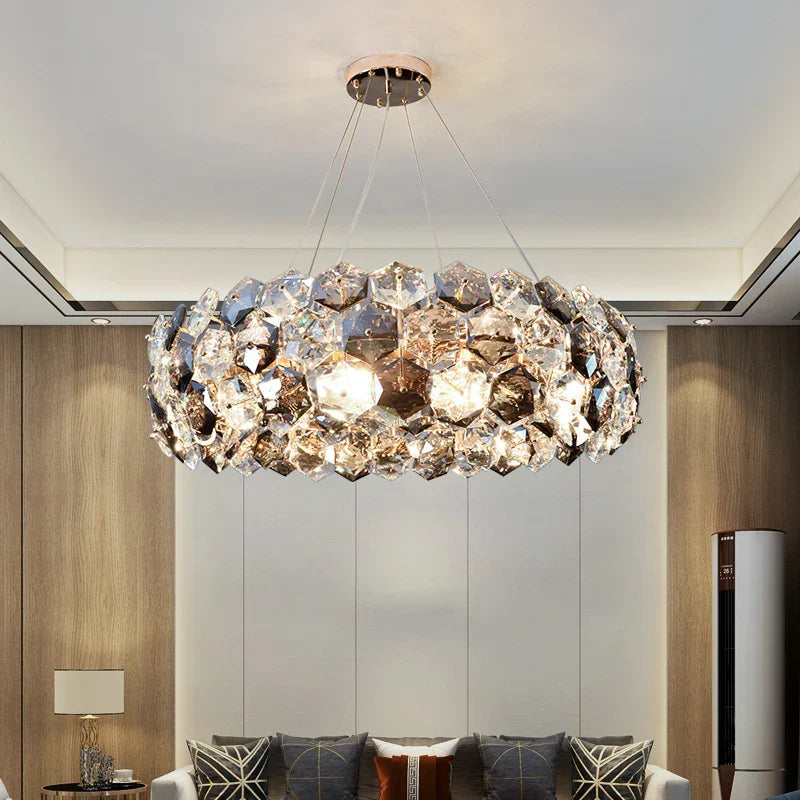 Afralia™ Crystal Wrought Iron Chandelier: Creative Dining & Living Room Suspension Light