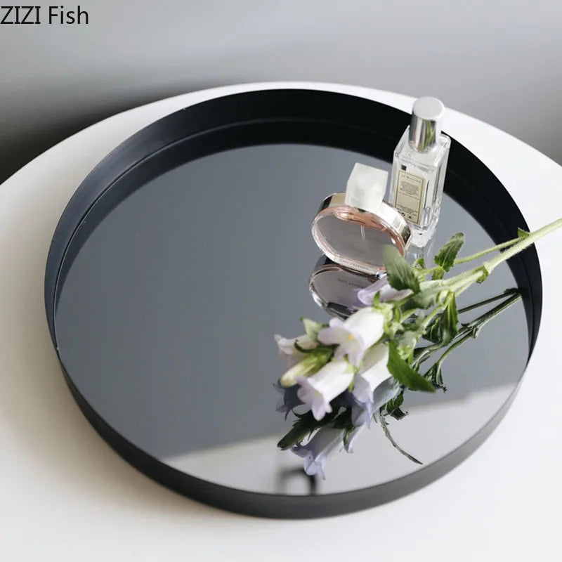 Afralia™ Mirror Glass Tray: Decorative Metal Storage Plate for Dressing Table Jewelry & Cosmetics