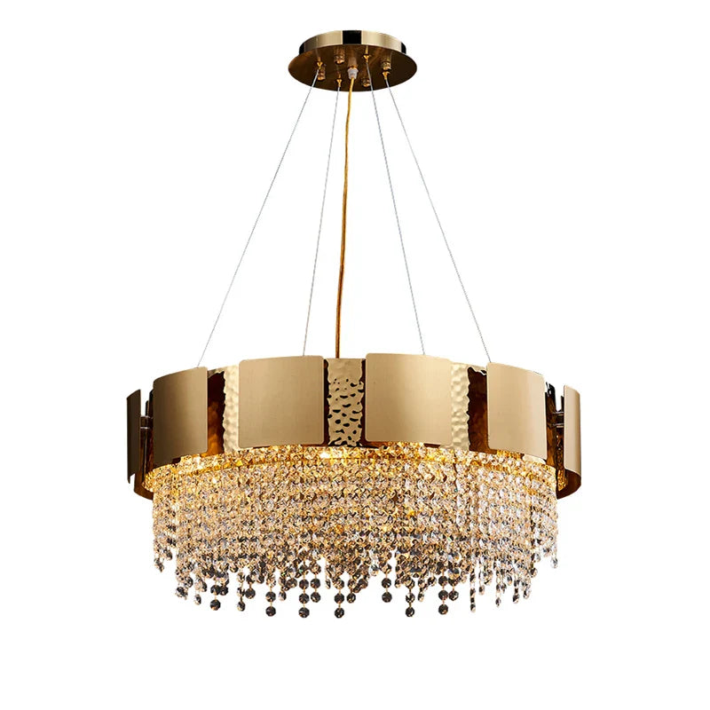 Afralia™ Postmodern Crystal Pendant Light - Golden Stainless Steel Suspension Lamp