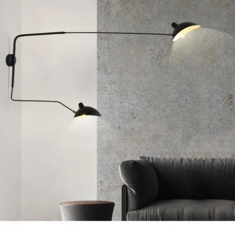 Serge Mouille Retro Loft Industrial Wall Lamps by Afralia™ - Rotating Sconce Lights