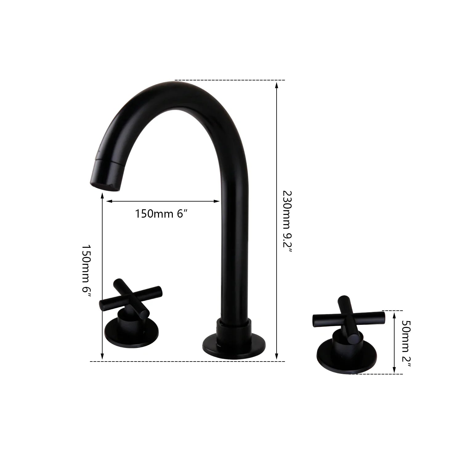 Afralia™ Matte Black 3-Piece Swivel Bathtub Faucet Set - Solid Brass Mixer Tap