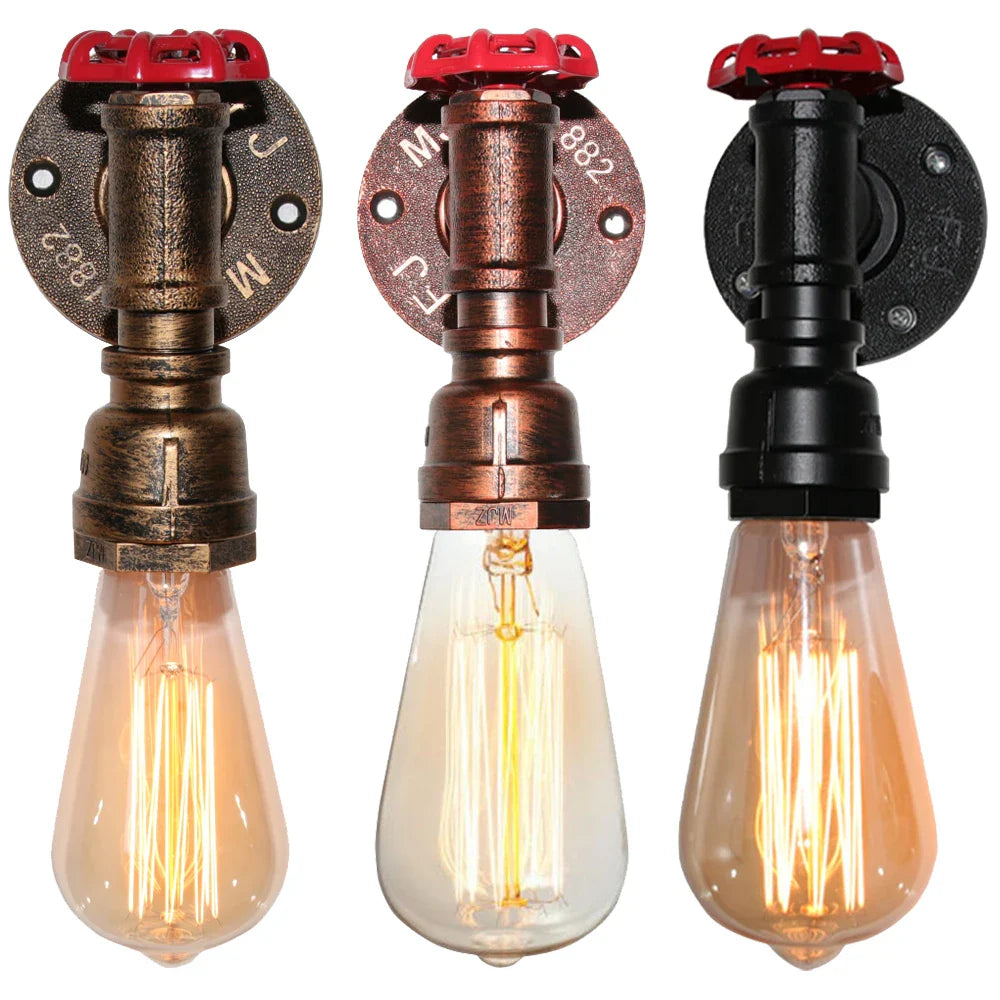 Afralia™ Retro Industrial Water Pipe Wall Light LED Sconce Fixture for Home Restaurant Bar